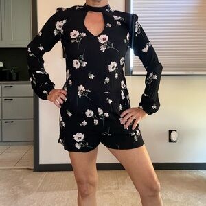 Socialite Black Floral Jumpsuit Romper